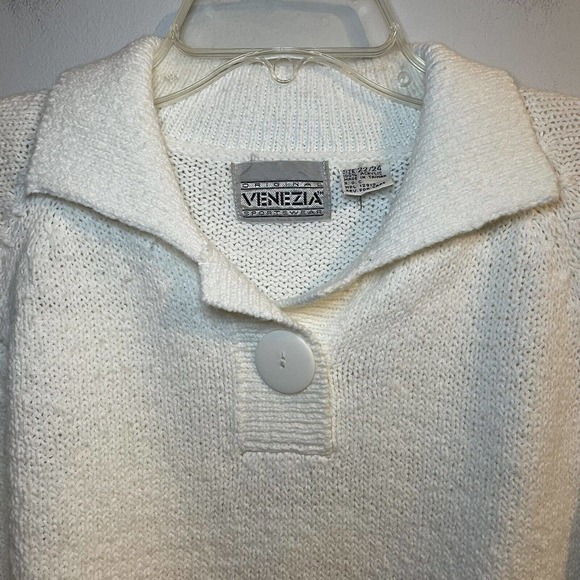 SOLD Vintage Original Venezia Sportswear 22/24 Sweater Ivory Short Sleeve Col… - Picture 3 of 8